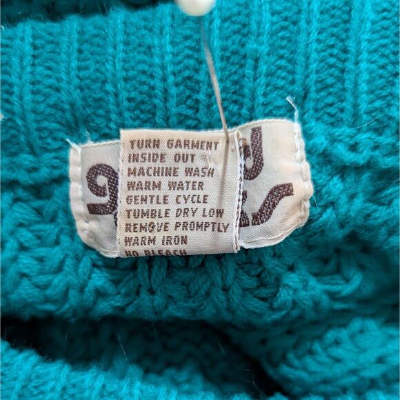 Vtg Gerard Works Sweater Women Medium Green Cable Knit Chunky Retro - Picture 7 of 7